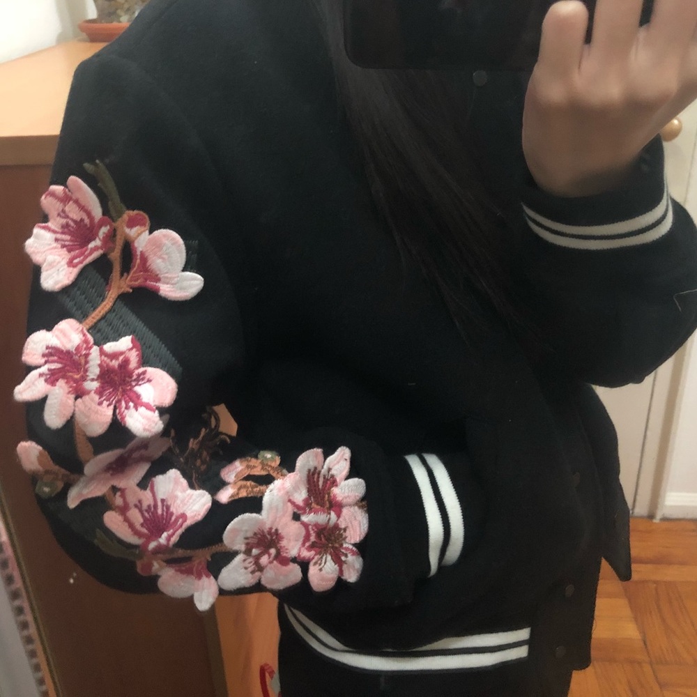 Off white cherry blossom varsity jacket